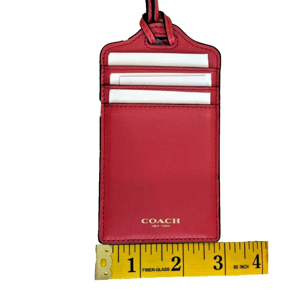 Genuine Coach Red Leather Credit Card Neckwallet w/ID and credit card slots NEW